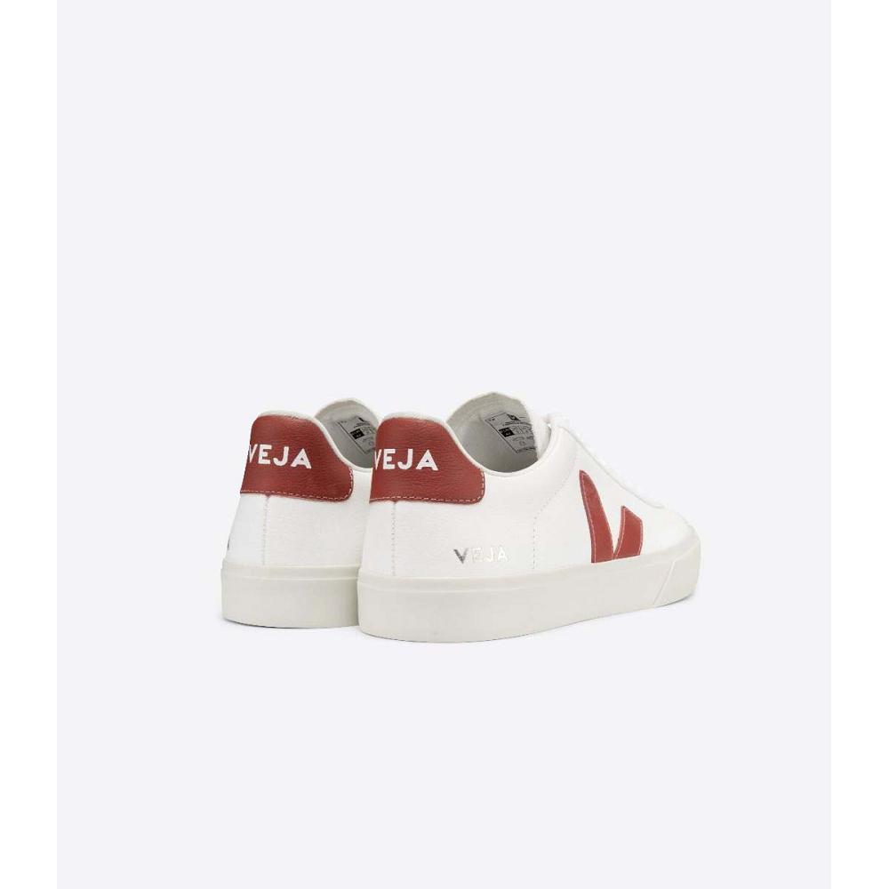 White/Red Women's Veja CAMPO CHROMEFREE Low Tops Sneakers | AU 603ILH